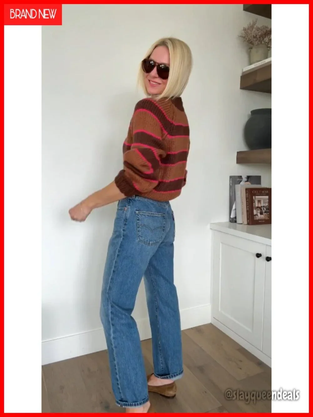 Striped Turtleneck Pullover Sweater Chunky Knit Top Fall Winter